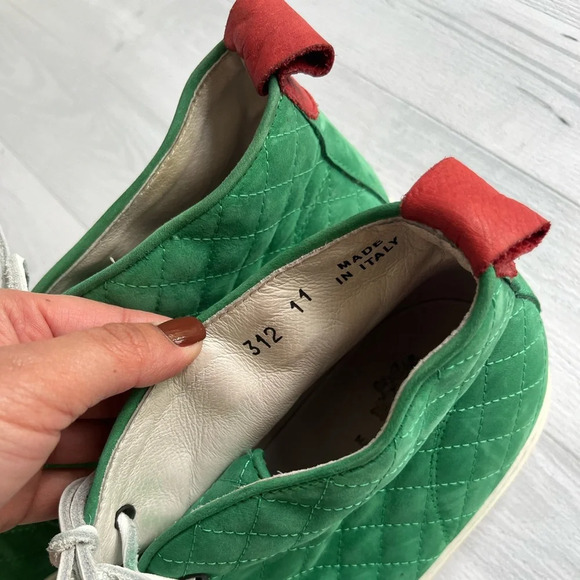 RARE Del Toro 2014 Spring Quilted Green Leather Alto Chukka Sneakers Size 11 - Picture 7 of 8